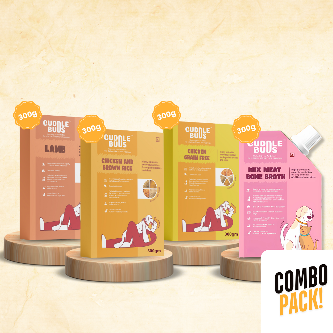 Lamb + Chicken & Brown Rice + Chicken Grain-Free + Mix Meat Bone Broth (300g each)