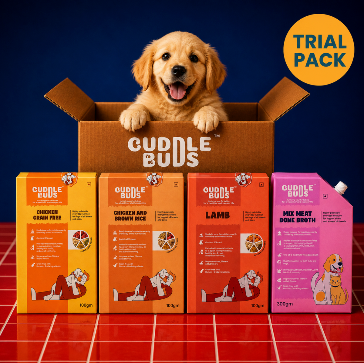 Dog Food Trial Pack (3 Meals + 1 Bone Broth)