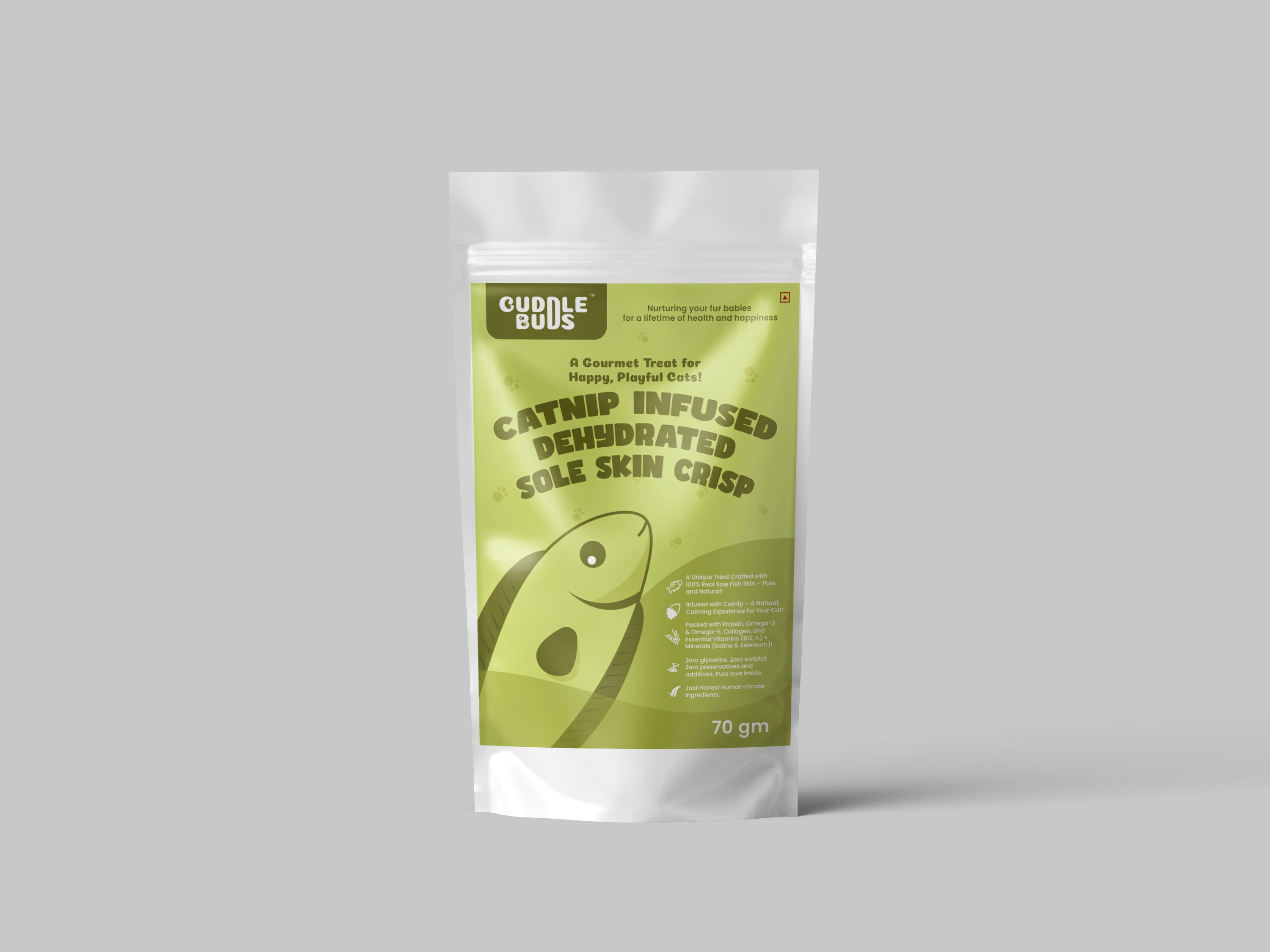 Catnip infused dehydrated Sole Skin Crisp – For Cats